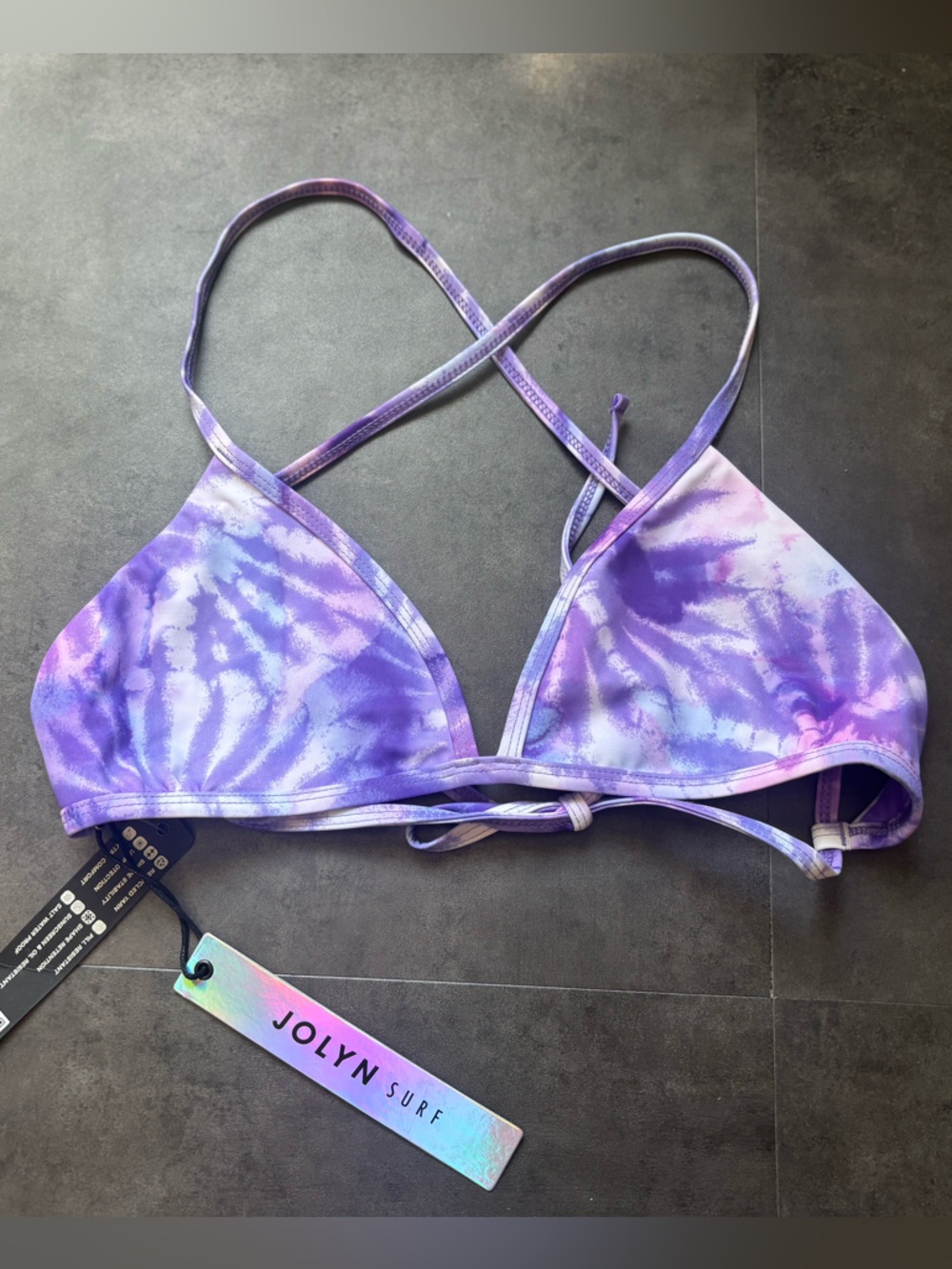 Jolyn Clothing Purple Tie-Dye Triangle Bikini Top